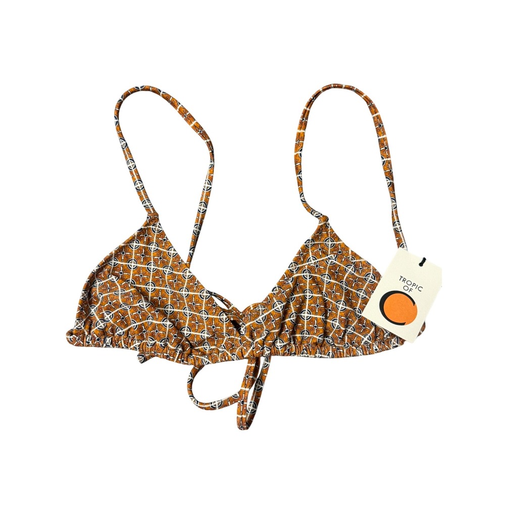 Tropic of C Equator Triangle Bikini Top Rust Orange Geometric Mosaic Large NEW